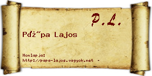 Pápa Lajos névjegykártya