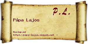 Pápa Lajos névjegykártya